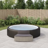  Spa Benches with Cushions 2 pcs Grey Poly Rattan