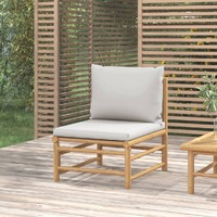  Garden Middle Sofa with Light Grey Cushions Bamboo