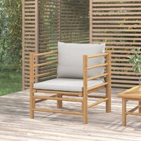  Garden Sofa with Light Grey Cushions Bamboo