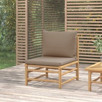  Garden Middle Sofa with Taupe Cushions Bamboo