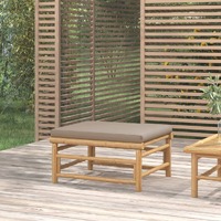  Garden Footstool with Taupe Cushion Bamboo