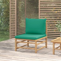  Garden Middle Sofa with Green Cushions Bamboo