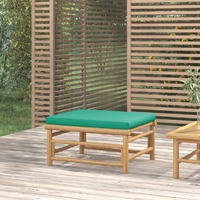  Garden Footstool with Green Cushion Bamboo