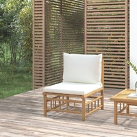  Garden Middle Sofa with Cream White Cushions Bamboo