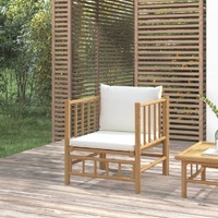  Garden Sofa with Cream White Cushions Bamboo
