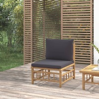  Garden Middle Sofa with Dark Grey Cushions Bamboo