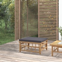  Garden Footstool with Dark Grey Cushion Bamboo