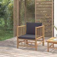  Garden Sofa with Dark Grey Cushions Bamboo