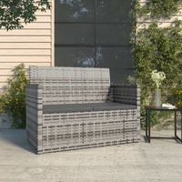  Garden Bench with Cushions Grey 105 cm Poly Rattan