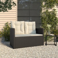  Garden Bench with Cushions Black 105 cm Poly Rattan