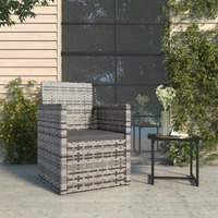  Garden Armchair with Cushion Grey Poly Rattan