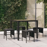  Garden Footstools with Cushions 4 pcs Black Poly Rattan