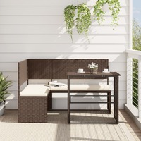  Garden Sofa with Table and Cushions L-Shaped Brown Poly Rattan
