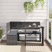  Garden Sofa with Table and Cushions L-Shaped Grey Poly Rattan