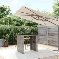  Bar Table with Glass Top Grey 105x80x110 cm Poly Rattan