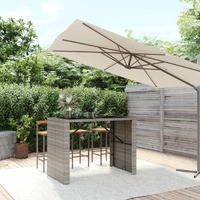  Bar Table with Glass Top Grey 145x80x110 cm Poly Rattan