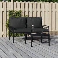  Garden Chairs with Grey Cushions 2 pcs 62x75x79 cm Steel