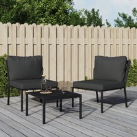  Garden Chairs with Grey Cushions 2 pcs 60x74x79 cm Steel