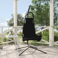  Garden Swing Chair with Cushion Black Oxford Fabric and Steel