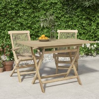  Folding Garden Table Grey 120x70x75 cm Solid Wood Teak