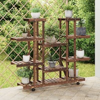  Flower Stand with Wheels 110x25x115 cm Solid Wood Fir