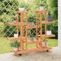  Flower Stand with Wheels 110x25x115 cm Solid Wood Fir