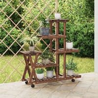  Flower Stand with Wheels 95x25x101 cm Solid Wood Fir