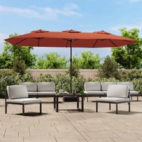  Double-Head Garden Parasol Terracotta 449x245 cm