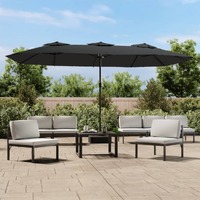  Double-Head Garden Parasol with LEDs Anthracite 449x245 cm