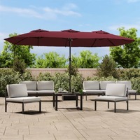  Double-Head Garden Parasol with LEDs Bordeaux Red 449x245 cm