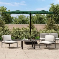  Double-Head Garden Parasol with LEDs Green 316x240 cm