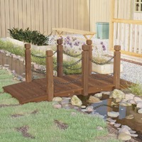  Garden Bridge with Chain Railings 150x67x56cm Solid Wood Spruce