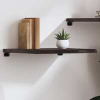  Wall Shelf Dark Brown 60x60x(2-4) cm Treated Solid Wood Oak