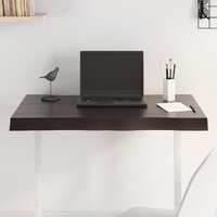  Table Top Dark Brown 80x60x(2-6) cm Treated Solid Wood Live Edge