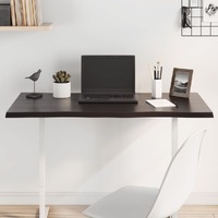  Table Top Dark Brown 100x60x2 cm Treated Solid Wood Oak Live Edge