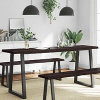  Table Top Dark Brown 180x60x(2-4) cm Treated Solid Wood Live Edge