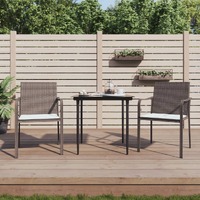  Garden Chairs with Cushions 2 pcs Brown 56x59x84 cm Poly Rattan