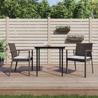  Garden Chairs with Cushions 2 pcs Brown 56.5x57x83 cm Poly Rattan