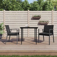  Garden Chairs with Cushions 2 pcs Black 56.5x57x83 cm Poly Rattan