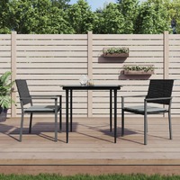  Garden Chairs with Cushions 2 pcs Black 54x62.5x89 cm Poly Rattan