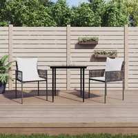  Garden Chairs with Cushions 2 pcs Brown 54x61x83 cm Poly Rattan