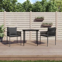  Garden Chairs with Cushions 2 pcs Black 54x61x83 cm Poly Rattan