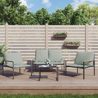  3 Piece Garden Lounge Set with Cushions Anthracite Steel