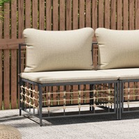  Garden Middle Sofa with Beige Cushions Poly Rattan