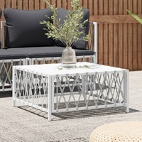 Garden Table White 70x70x34 cm Woven Fabric