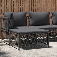  Garden Footstool with Cushion Anthracite Woven Fabric