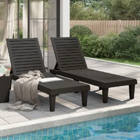  Sun Loungers 2 pcs Black 155x58x83 cm Polypropylene