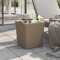  Garden Table with Removable Lid Light Brown Polypropylene