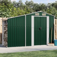  Garden Shed Green 277x93x179 cm Galvanised Steel