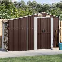  Garden Shed Brown 277x93x179 cm Galvanised Steel